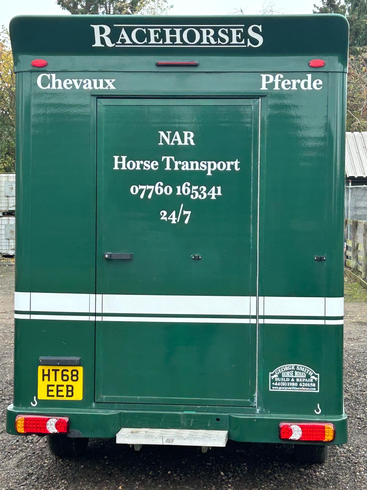 RACEHORSES livery on the rear of the horsebox