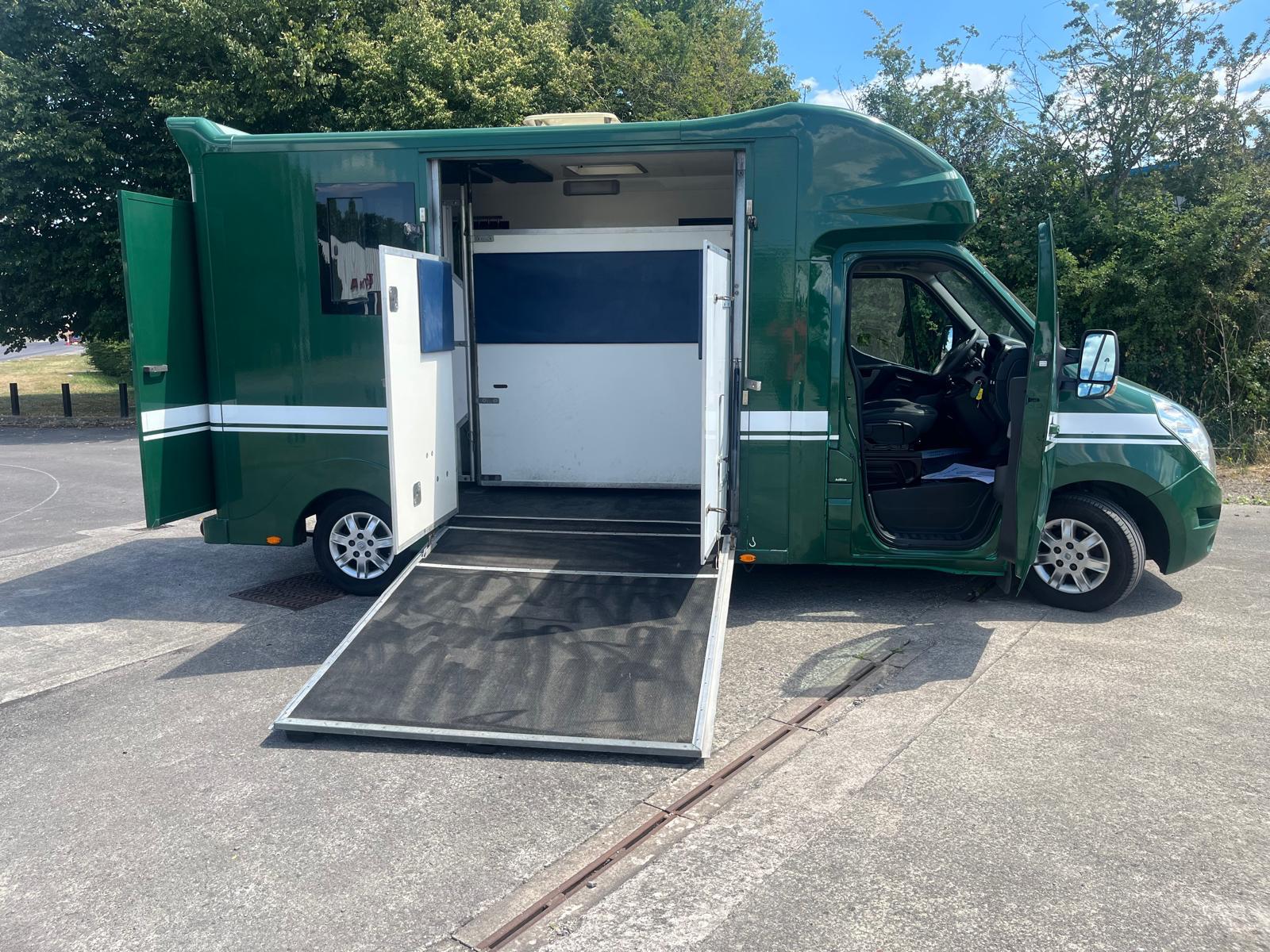 Horsebox with the loading ramp down